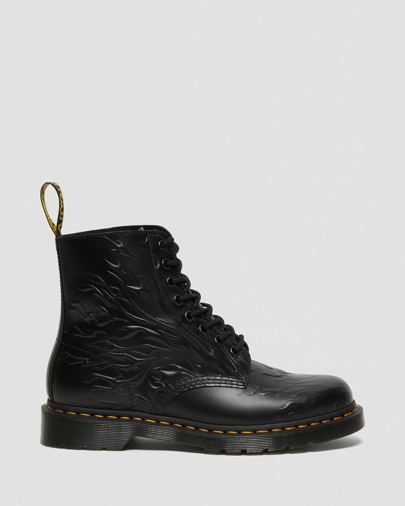 Dr Martens 1460 Flames Emboss Lær Snørestøvletter Herre Svarte | Norge 299MQZ